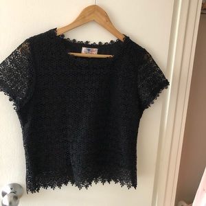 Vintage black lace cropped top